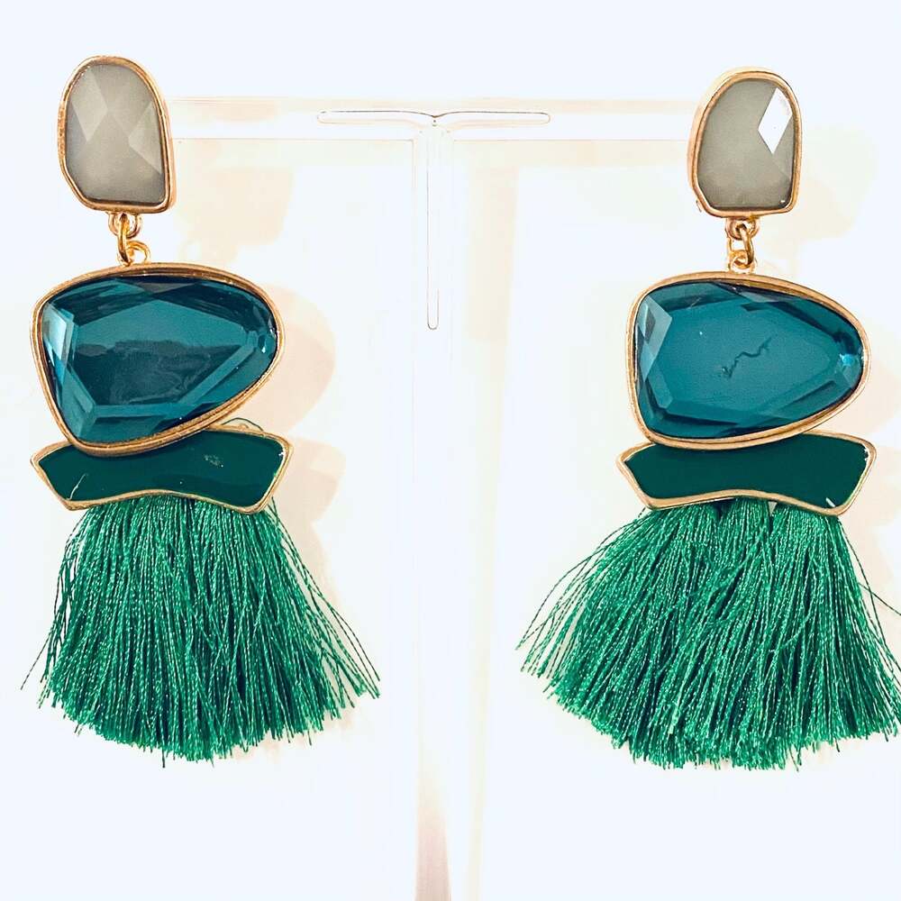 Jewel Tassel Drop Earrings
